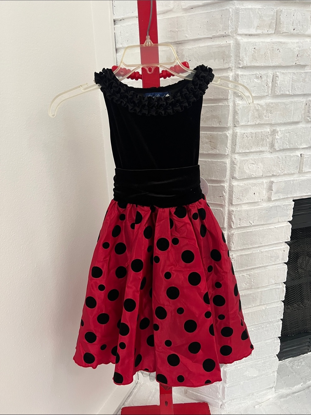 Girls Red & Black Polka Dot Party Costume Dress by